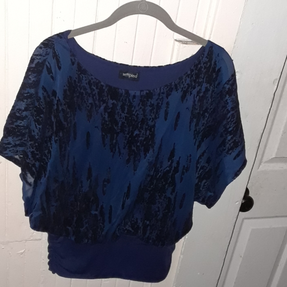 Blue and black women's shirt